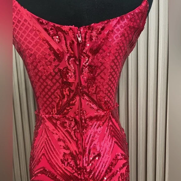 Elegant Red Sequin Dress - Picture 5 of 14